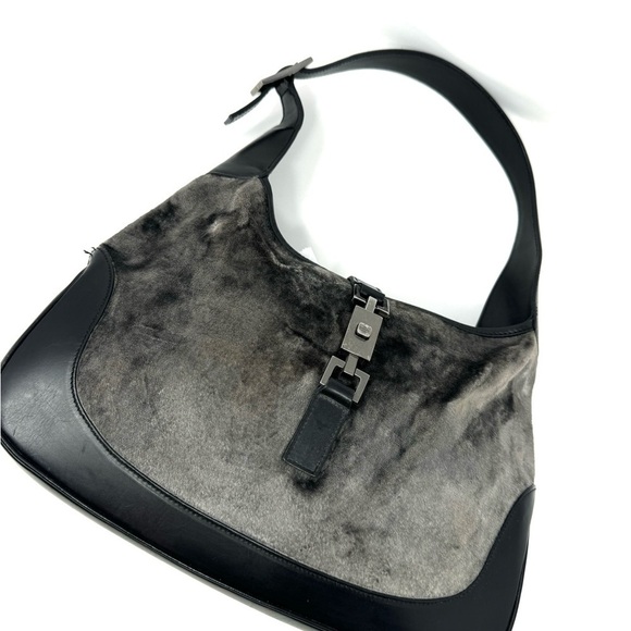 Tom Ford 1999 Gucci Vintage Jackie Bag – Gray Velvet Shoulder Bag, - Picture 4 of 15